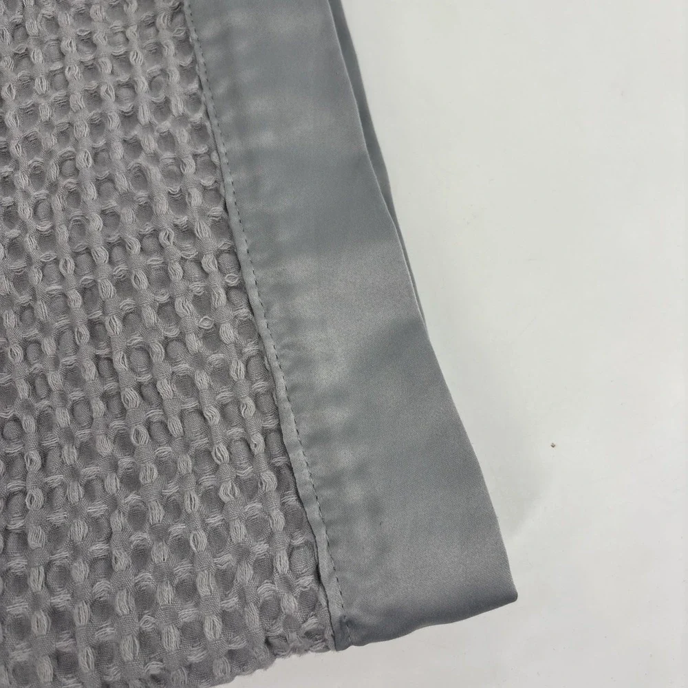 Cloud Island Gray Silver Waffle Weave Thermal Baby Blanket Silk Trim Boy‎ Girl
